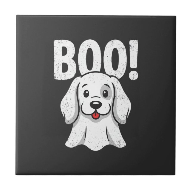 Halloween Dog Boo Cute Puppy Ghost Design Tile (Front)