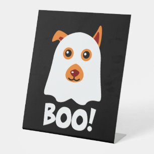 Halloween Dog Boo Pedestal Sign