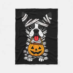 Halloween Dog Boston Terrier Mummy Costume Men Wom Fleece Blanket