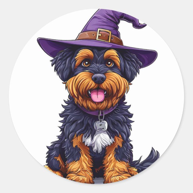Halloween Dog Classic Round Sticker (Front)