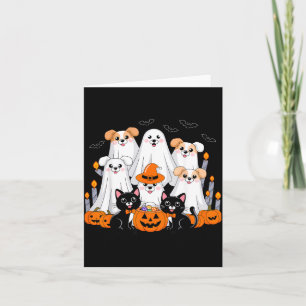 Halloween Dog Dressed As Ghost Halloween Dog Funny Card