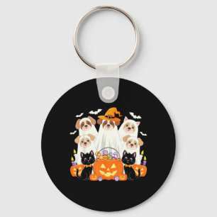 Halloween Dog Dressed As Ghost Halloween Dog Funny Key Ring