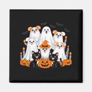 Halloween Dog Dressed As Ghost Halloween Dog Funny Magnet