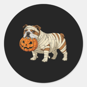 Halloween Dog English Bulldog Mummy Costume Men Classic Round Sticker