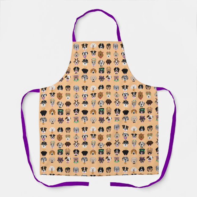 Halloween Dog Faces Pattern Apron (Front)
