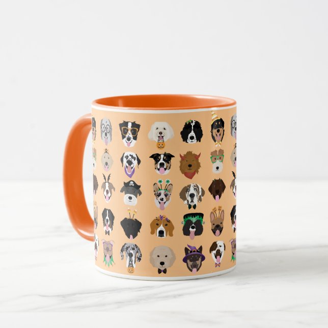 Halloween Dog Faces Pattern Mug (Front Left)