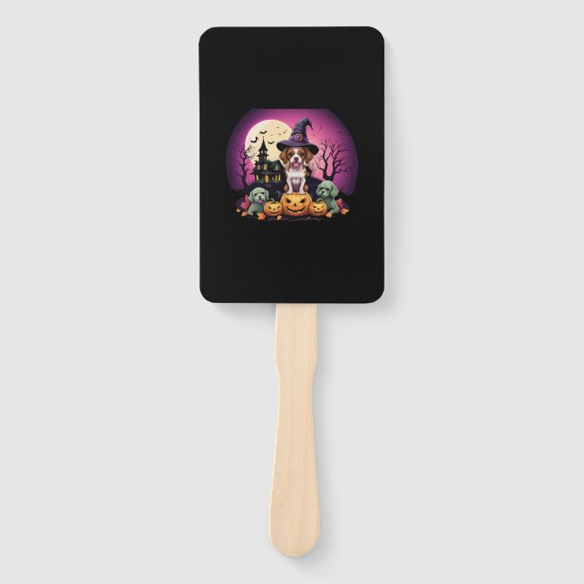 Halloween Dog Fall Lovers Hand Fan (Front)