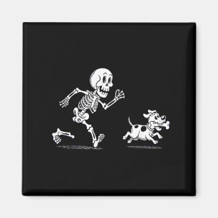 Halloween Dog Funny Skeleton Skeleton Chasing Dog Magnet