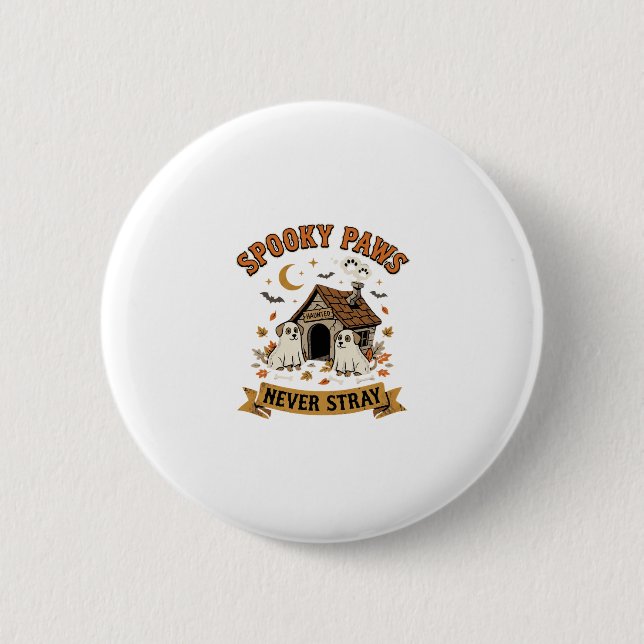 Halloween Dog Ghost Paws 6 Cm Round Badge (Front)