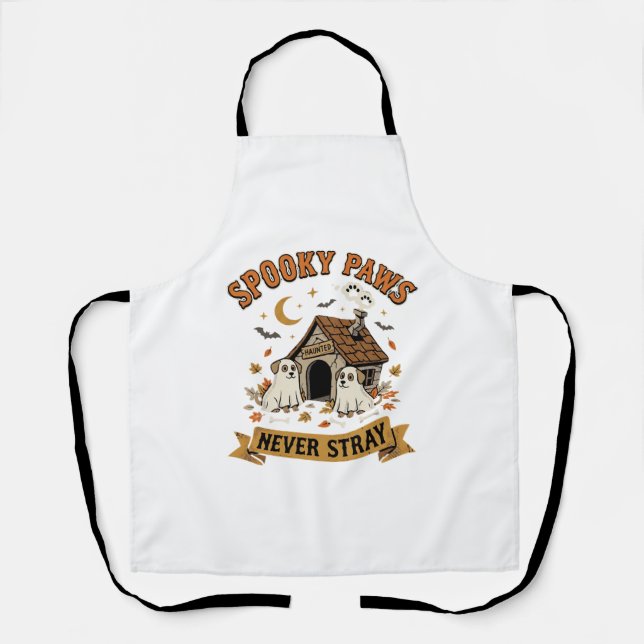 Halloween Dog Ghost Paws Apron (Front)