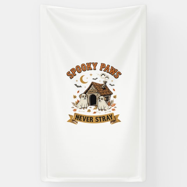 Halloween Dog Ghost Paws Banner (Vertical)