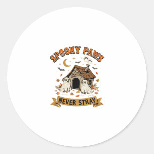 Halloween Dog Ghost Paws Classic Round Sticker