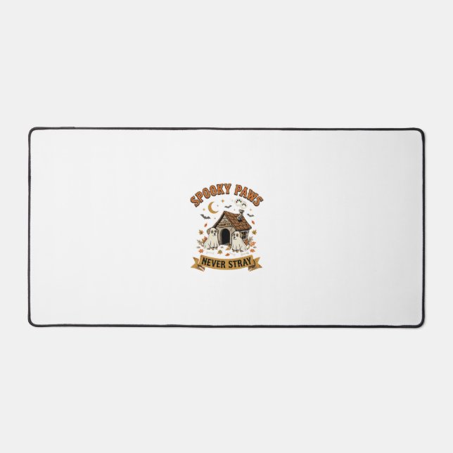 Halloween Dog Ghost Paws Desk Mat (Front)