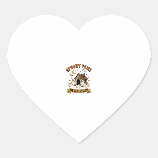 Halloween Dog Ghost Paws Heart Sticker (Front)