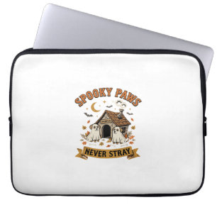 Halloween Dog Ghost Paws Laptop Sleeve