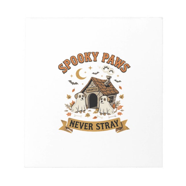 Halloween Dog Ghost Paws Notepad (Front)