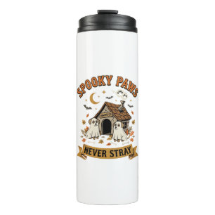 Halloween Dog Ghost Paws Thermal Tumbler