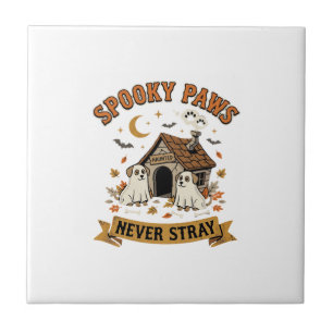 Halloween Dog Ghost Paws Tile