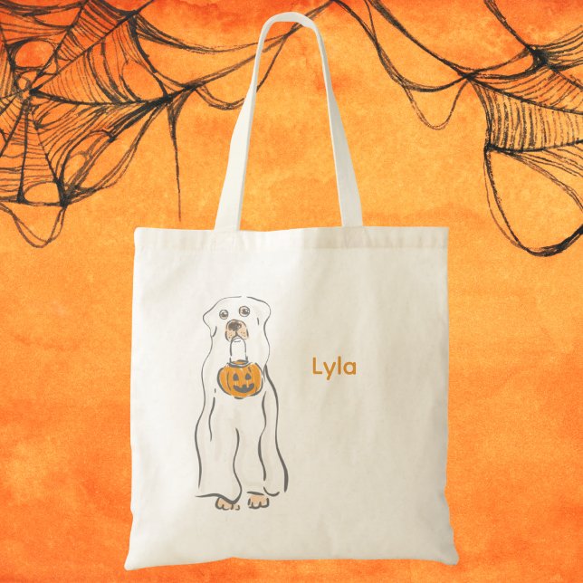 Halloween Dog Ghost Trick or Treat Custom Tote Bag (Creator Uploaded)