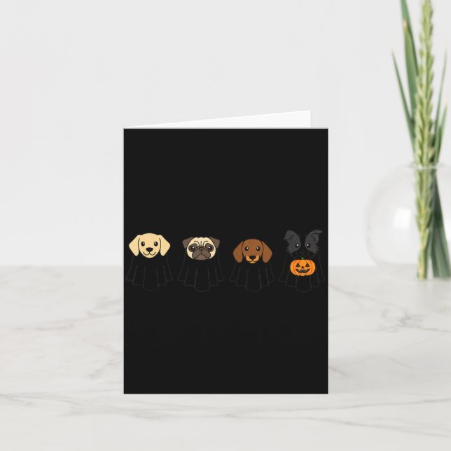 Halloween Dog Ghosts Pug Lab Dachshund Terrier Card (Front)