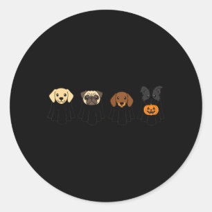 Halloween Dog Ghosts Pug Lab Dachshund Terrier Classic Round Sticker