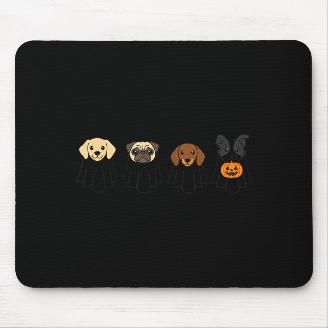 Halloween Dog Ghosts Pug Lab Dachshund Terrier Mouse Mat (Front)