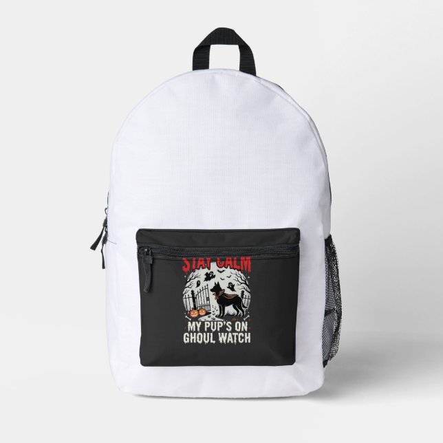 Halloween Dog Ghoul Watch Printed Backpack (Front)