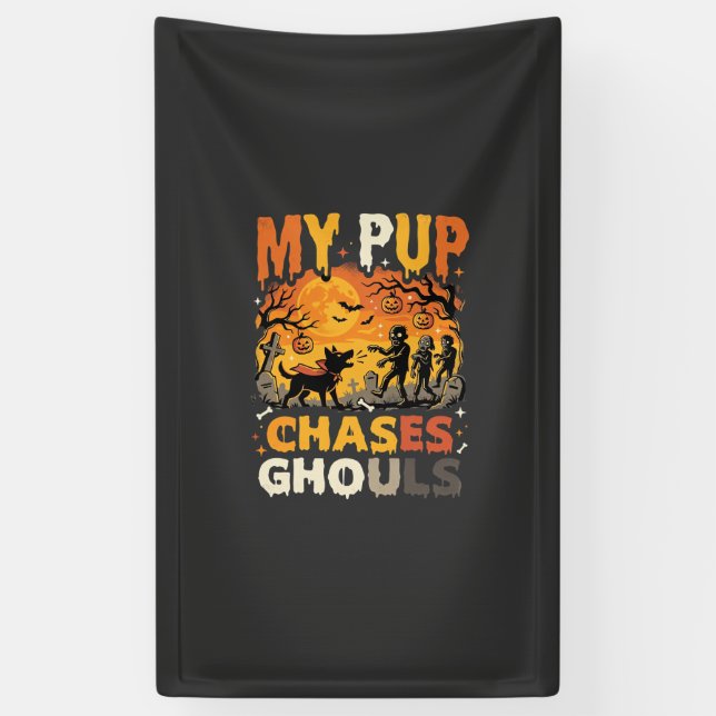 Halloween Dog Graveyard Patrol Banner (Vertical)