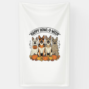Halloween Dog Happy Howl-O-Ween Vintage German She Banner