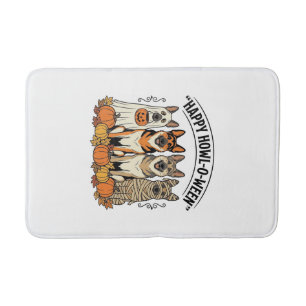 Halloween Dog Happy Howl-O-Ween Vintage German She Bath Mat