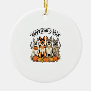 Halloween Dog Happy Howl-O-Ween Vintage German She Ceramic Tree Decoration