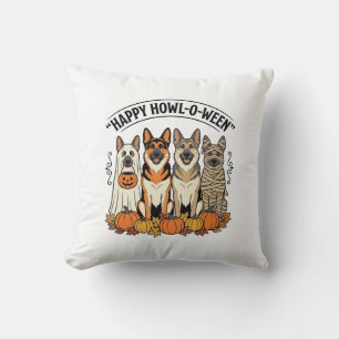 Halloween Dog Happy Howl-O-Ween Vintage German She Cushion