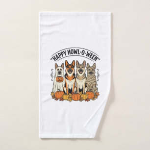 Halloween Dog Happy Howl-O-Ween Vintage German She Hand Towel