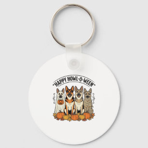 Halloween Dog Happy Howl-O-Ween Vintage German She Key Ring