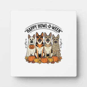 Halloween Dog Happy Howl-O-Ween Vintage German She Plaque
