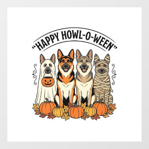 Halloween Dog Happy Howl-O-Ween Vintage German She Window Cling