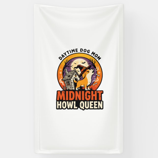 Halloween Dog Howl Queen Banner (Vertical)
