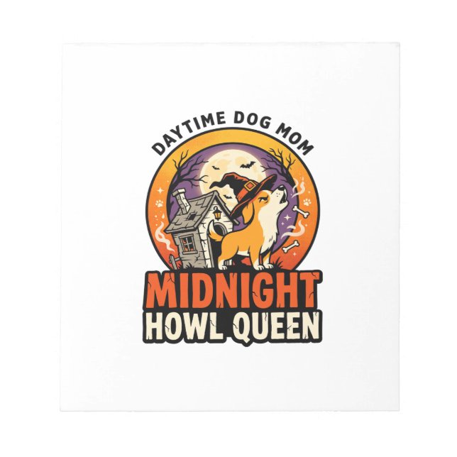 Halloween Dog Howl Queen Notepad (Front)