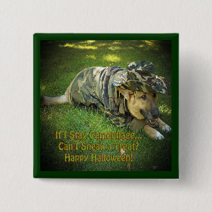 Halloween Dog in Camouflage 15 Cm Square Badge