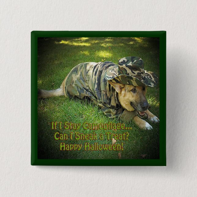 Halloween Dog in Camouflage 15 Cm Square Badge (Front)
