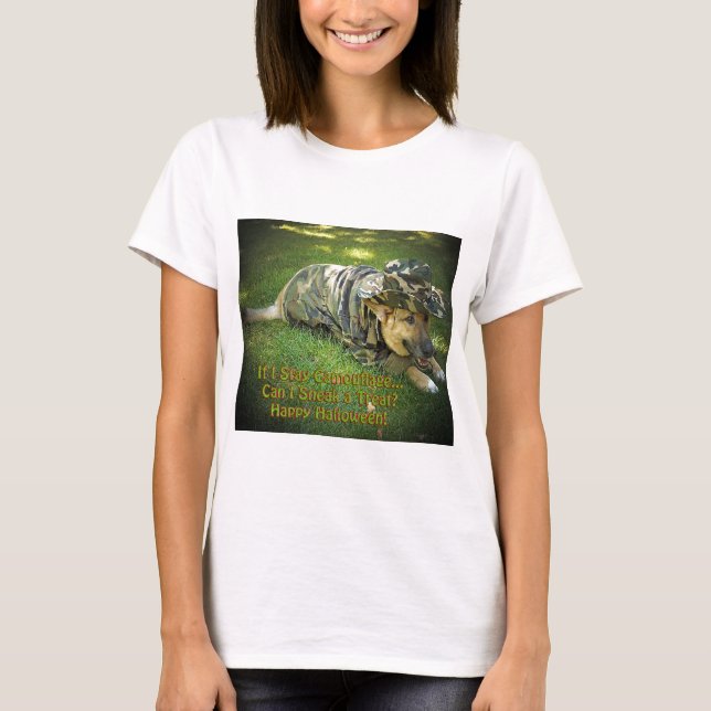 Halloween Dog in Camouflage T-Shirt (Front)