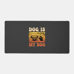 Halloween Dog Is My Boo Pug Ghost Design Desk Mat