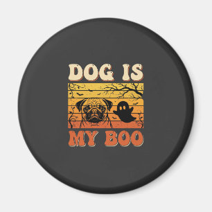 Halloween Dog Is My Boo Pug Ghost Design Magnet