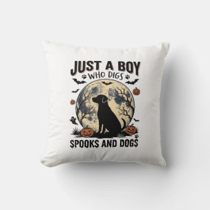 Halloween Dog Lover Vintage Engraving Boy Shirt De Cushion