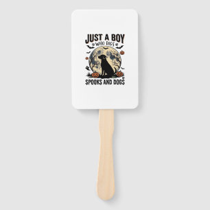 Halloween Dog Lover Vintage Engraving Boy Shirt De Hand Fan