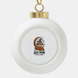 Halloween Dog Mum Shirt Witch Pup Costume Graphic_ Ceramic Ball Christmas Ornament