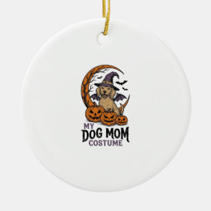 Halloween Dog Mum Shirt Witch Pup Costume Graphic_ Ceramic Tree Decoration