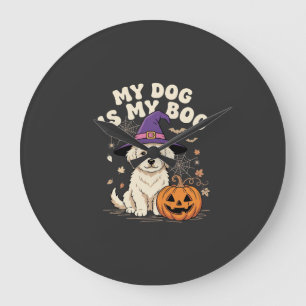 Halloween Dog My Dog Is My Boo Large Clock
