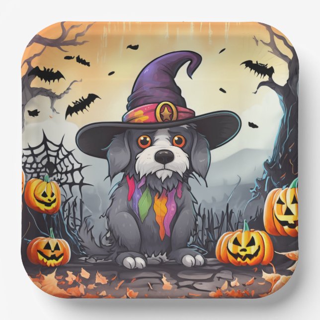 Halloween Dog Paper Plate (Front)