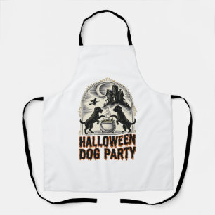 Halloween Dog Party Vintage Witch Cauldron Design_ Apron